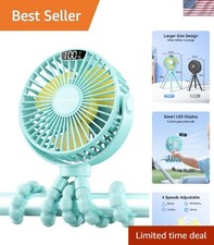 Quiet Rechargeable Stroller Fan - 4-Speed Clip-On Design for Baby Comfort, Cyan