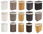 Bamboo Laundry Basket With Lids & Liner Foldable Washing Clothes Bin Hamper New