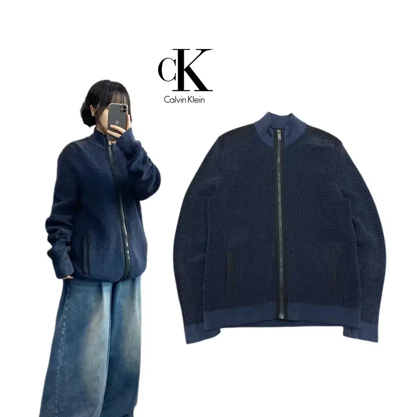 Calvin Klein Jeans Knit Zip-up Jacket, Size L thumbnail 2