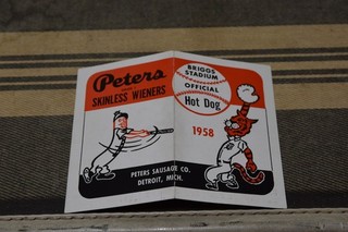 1958 DETROIT TIGERS Pocket Schedule BASEBALL Advertising PETERS SKINLESS WEINERS