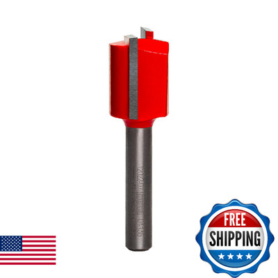 Freud 5/8'' Double Flute Straight Router Bit 1/4'' Shank 2-1/8'' Length Red