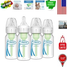 4 Pack Clear Anti-Colic Baby Bottles, 4 oz with Ventilated Slow Flow Nipples