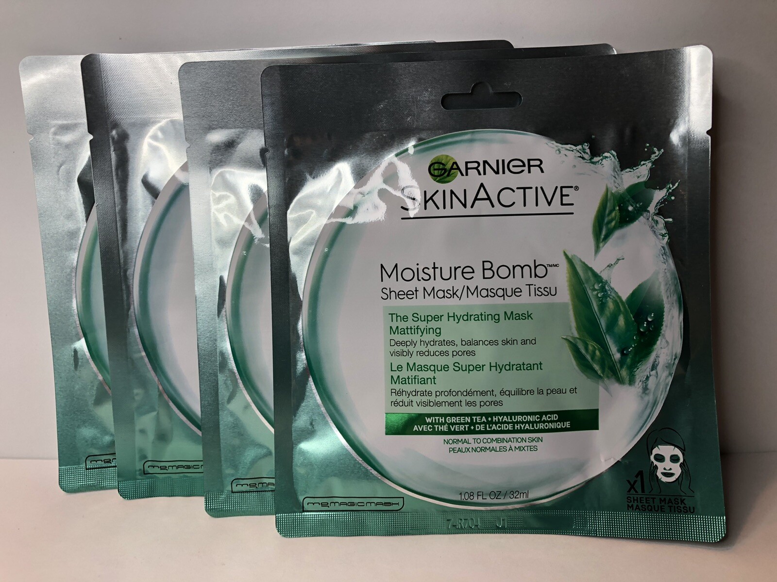 Garnier Skin Active Sheet Mask Moisture Bomb Super Hydrating 1.08oz Lot of 4