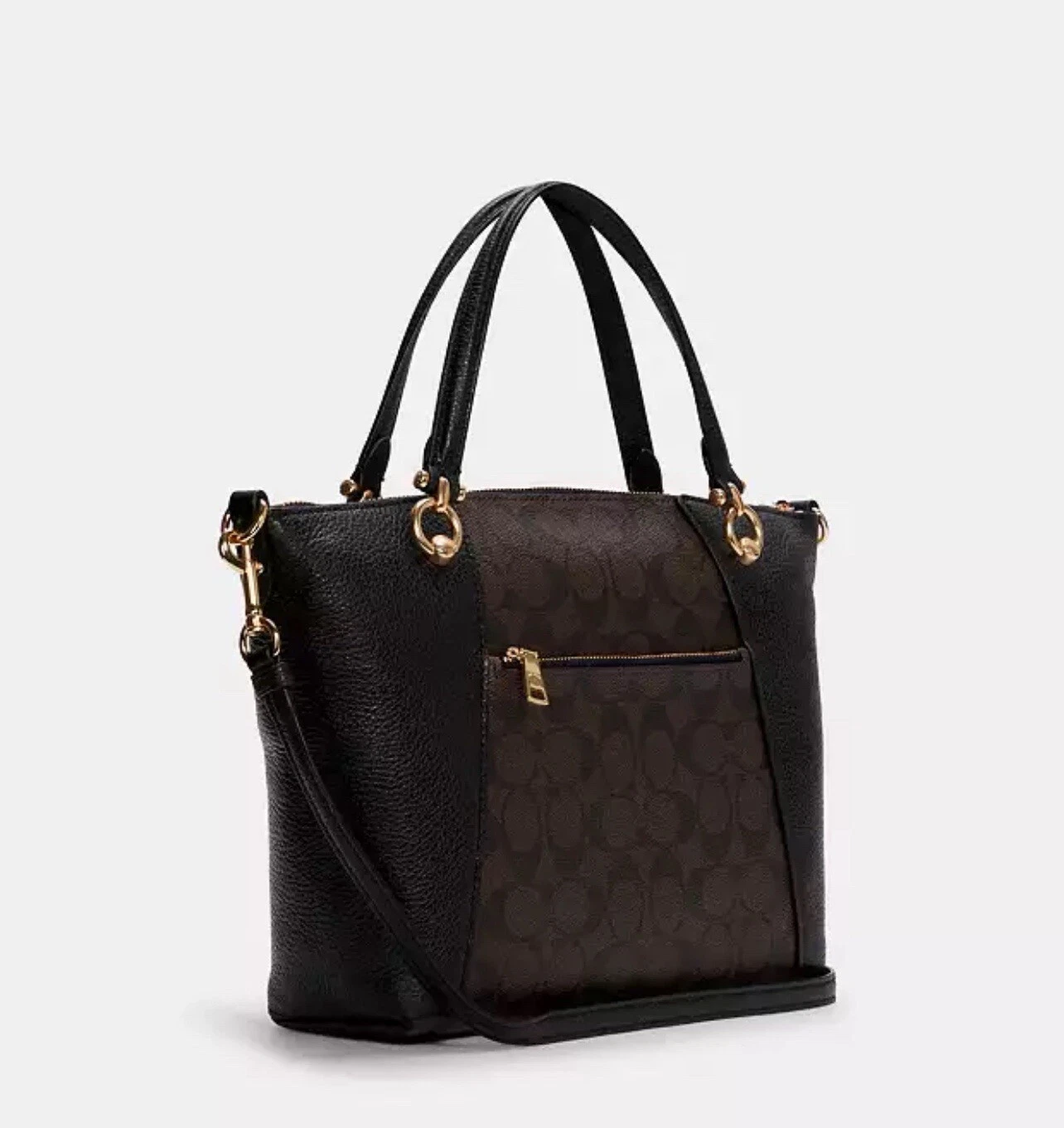 Borsa a tracolla Coach Kacey in tela firmata marrone nero C6230 Nuova con etichette