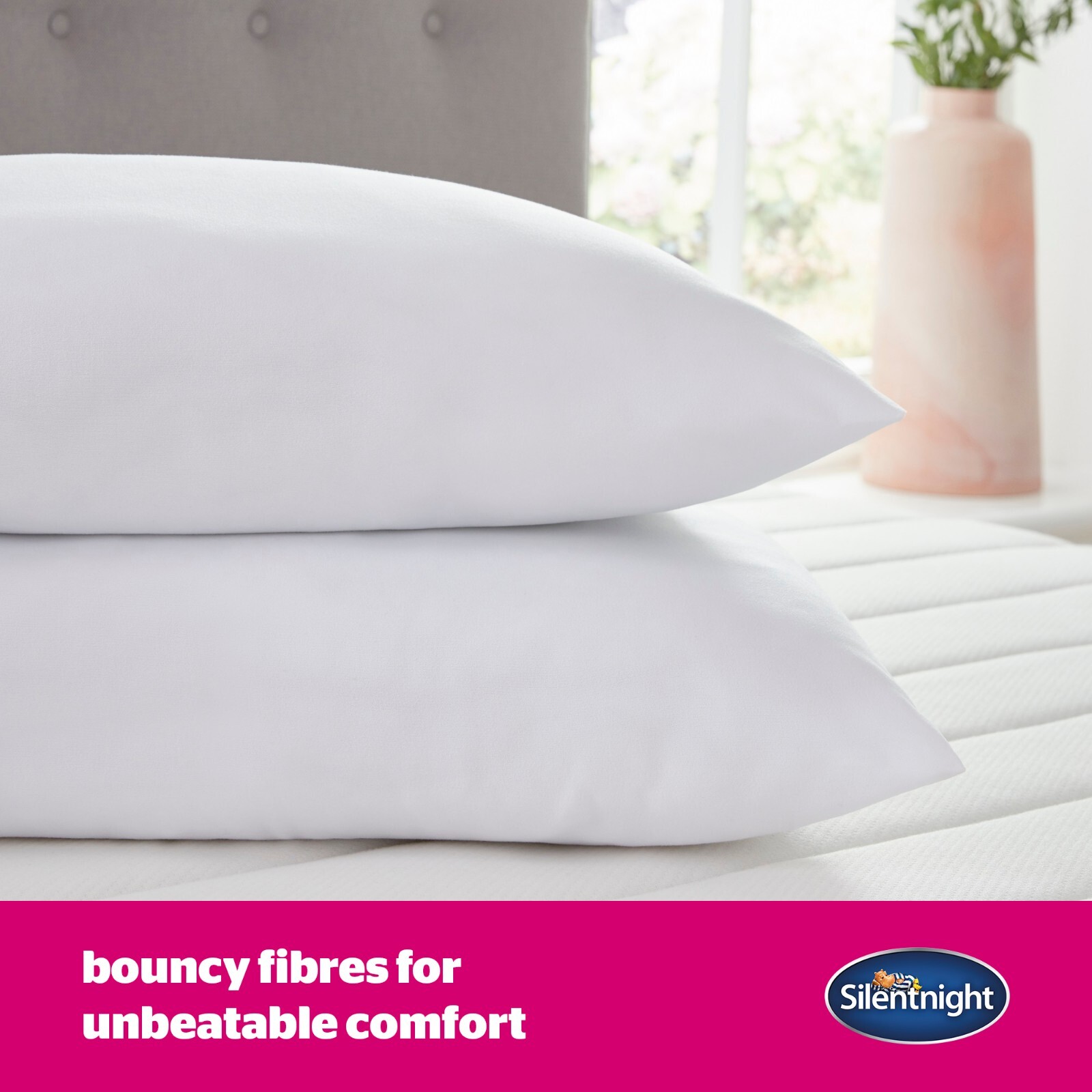 Silentnight Ultrabounce 2 Pack Pillows Comfy Soft Hotel Bed Bouncy UK