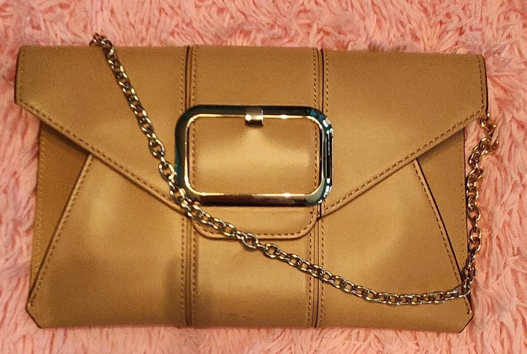 Leather Envelope Clutch - Tan