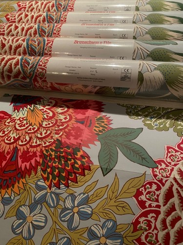 1 Roll BRUNSCHWIG & FILS Karabali Aqua Grand Bazaar Wallpaper $774 Retail - Picture 16 of 24