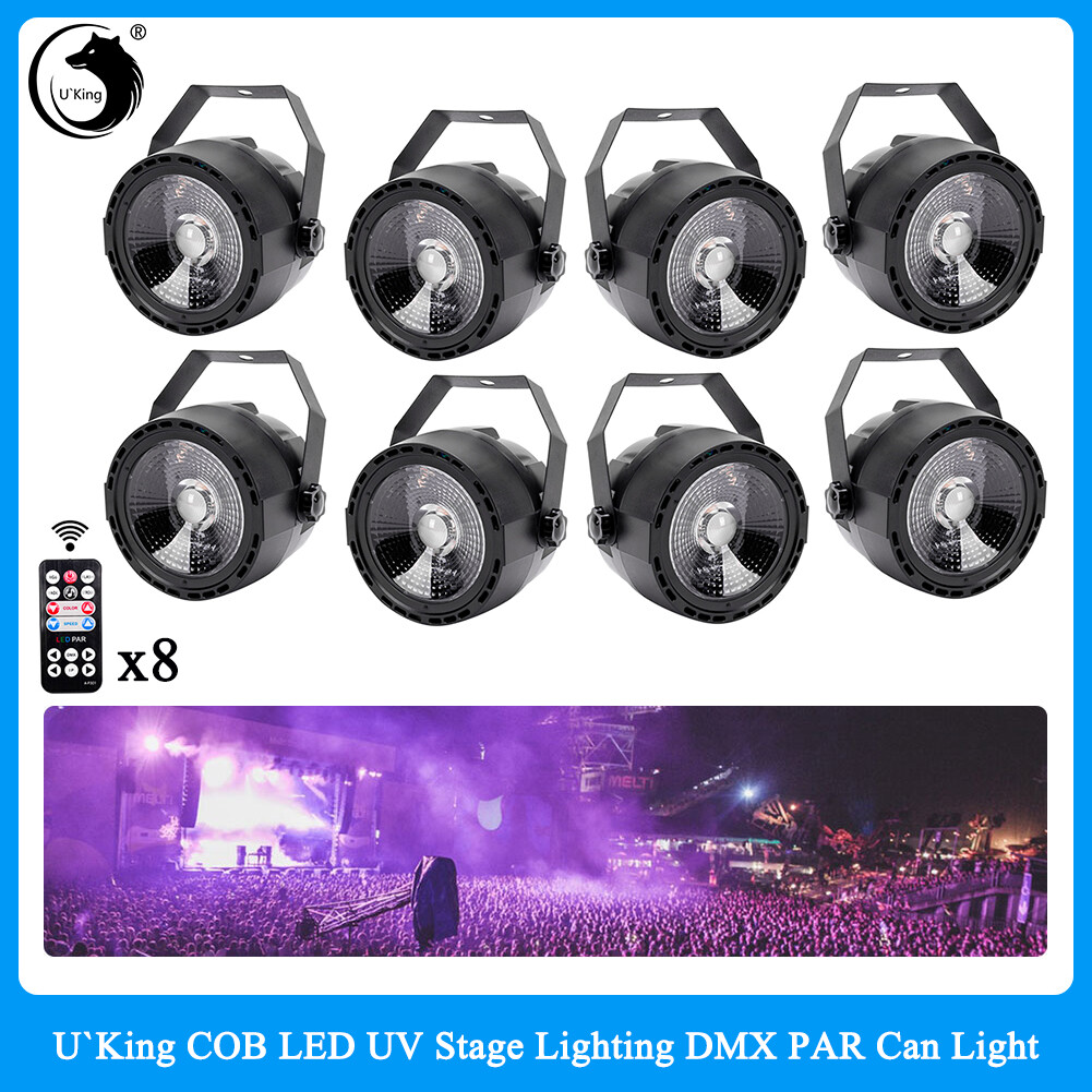8X U'king UV PAR Light COB LED Stage Effect Lighting Blacklight 7 CH DMX Control