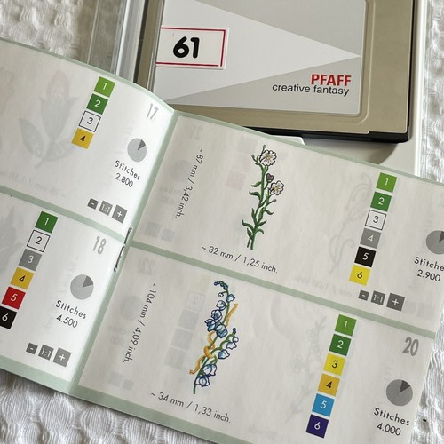 PFAFF Creative Fantasy Embroidery Designs Card #334/61 FANTASY CARD FLOWERS HTF - Picture 13 of 13