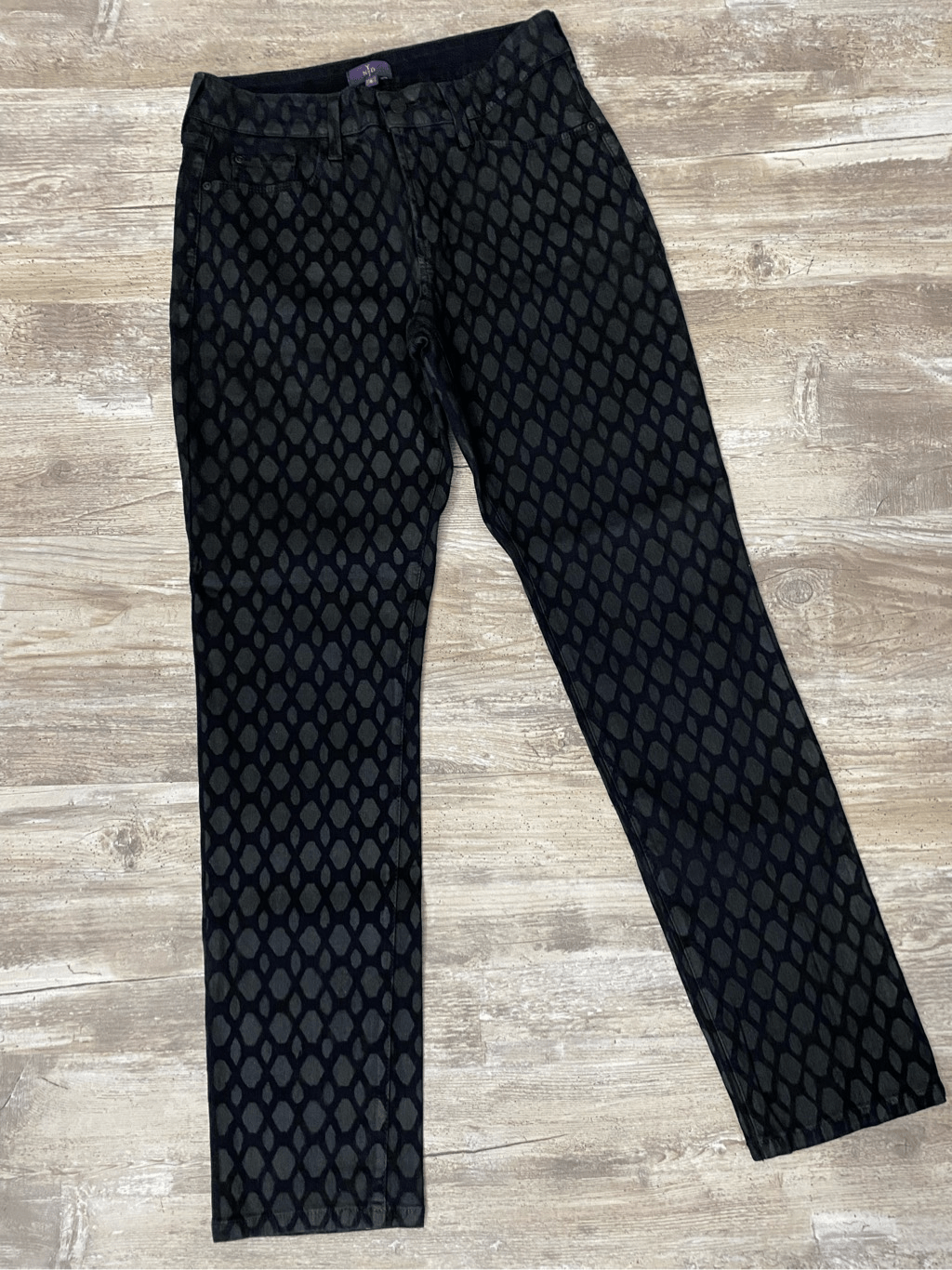 NYDJ Skinny Jeans Stretch Lift Tuck Technology Black Mesh Print Women’s Sz 8-image