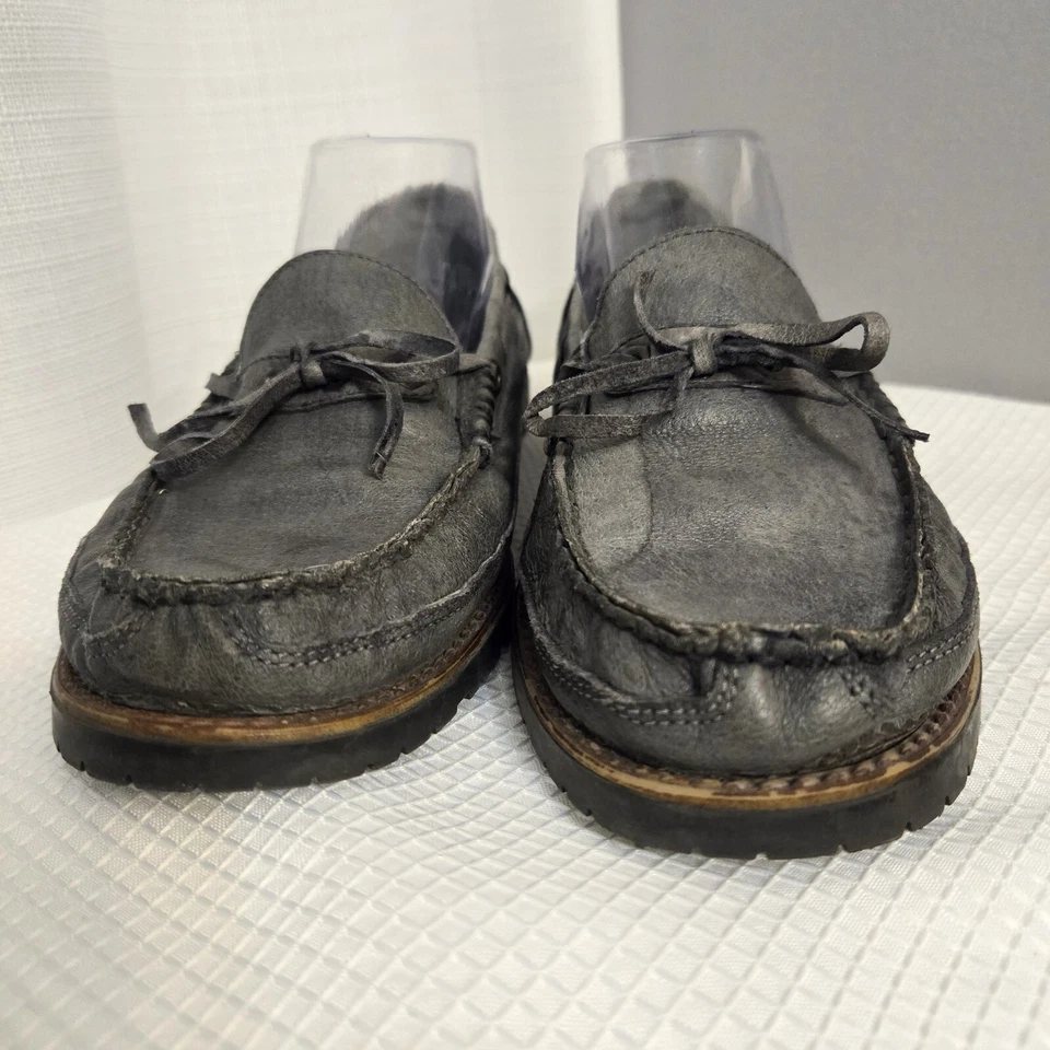 Barclay 皮革乐福鞋 尺码 11D 船鞋孔 领带 一脚蹬 灰色 休闲 阅读 — 第 3/4 张图片