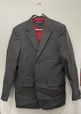 TOMMY Hilfiger 40 Made in USA Vintage Grey Striped Cotton Sport Coat Blazer
