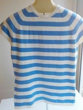 FILA Cotton Blend SS Striped Crewneck Sweaters Blue/Ivory SZ MEDIUM NWT