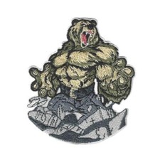 MUSCLE BEAR IRON ON PATCH 3.15" Embroidered Gym Bag Athlete Work Out Ferocious