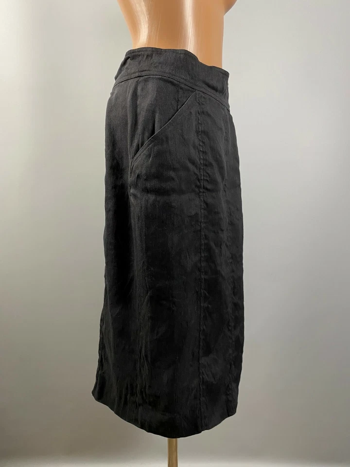 Falda de lino negra ultra rara vintage FENDI 365 FF para mujer de colección talla 48 Foto 4 de 4