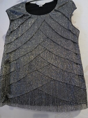 Christopher banks L Blusenshirt Tanktop Bluse Rüschen Silber Elegant Party Glitz