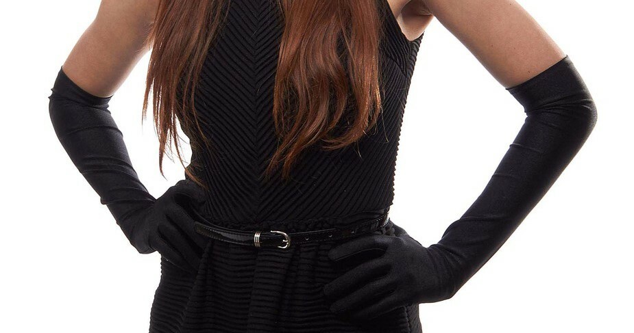 4-Way Stretch Matte Finish Satin Dress Gloves Over the Elbow Length Black