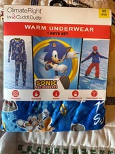 CUDDL DUDS CLIMATE RIGHT SONIC THE HEDGEHOG WARM UNDERWEAR M 8/10 New