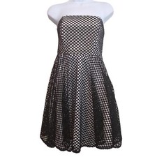 Nasty Gal Strapless Dress with Black Mesh Overlay