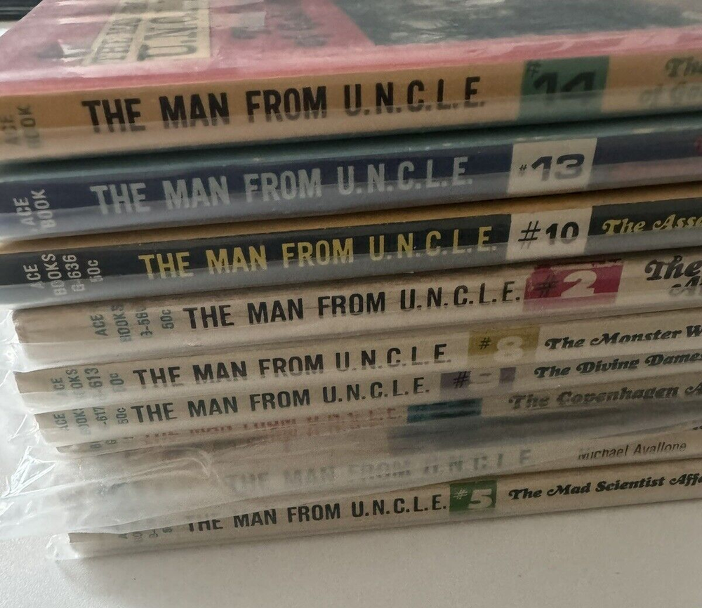 Vintage THE MAN FROM U.N.C.L.E. ACE BOOKS Lot of 9 Spy Thriller Novels