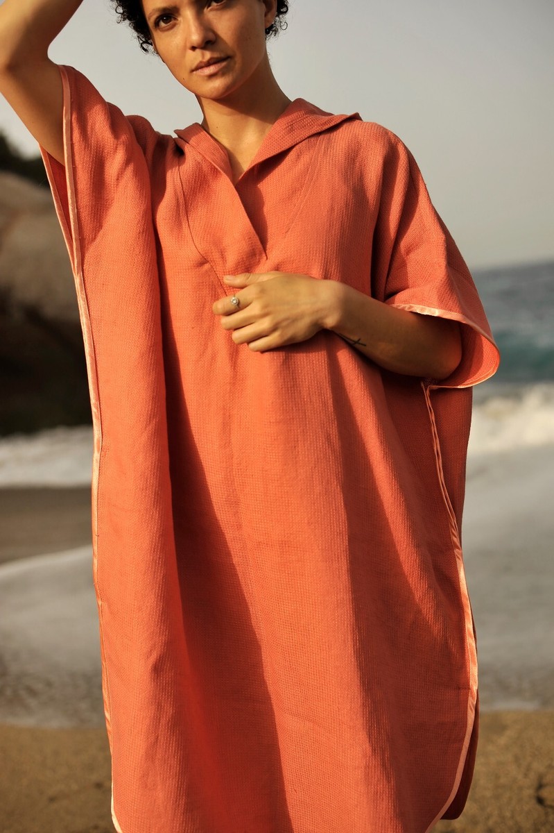beach poncho dress Linen Small Waffle Weave Surf poncho