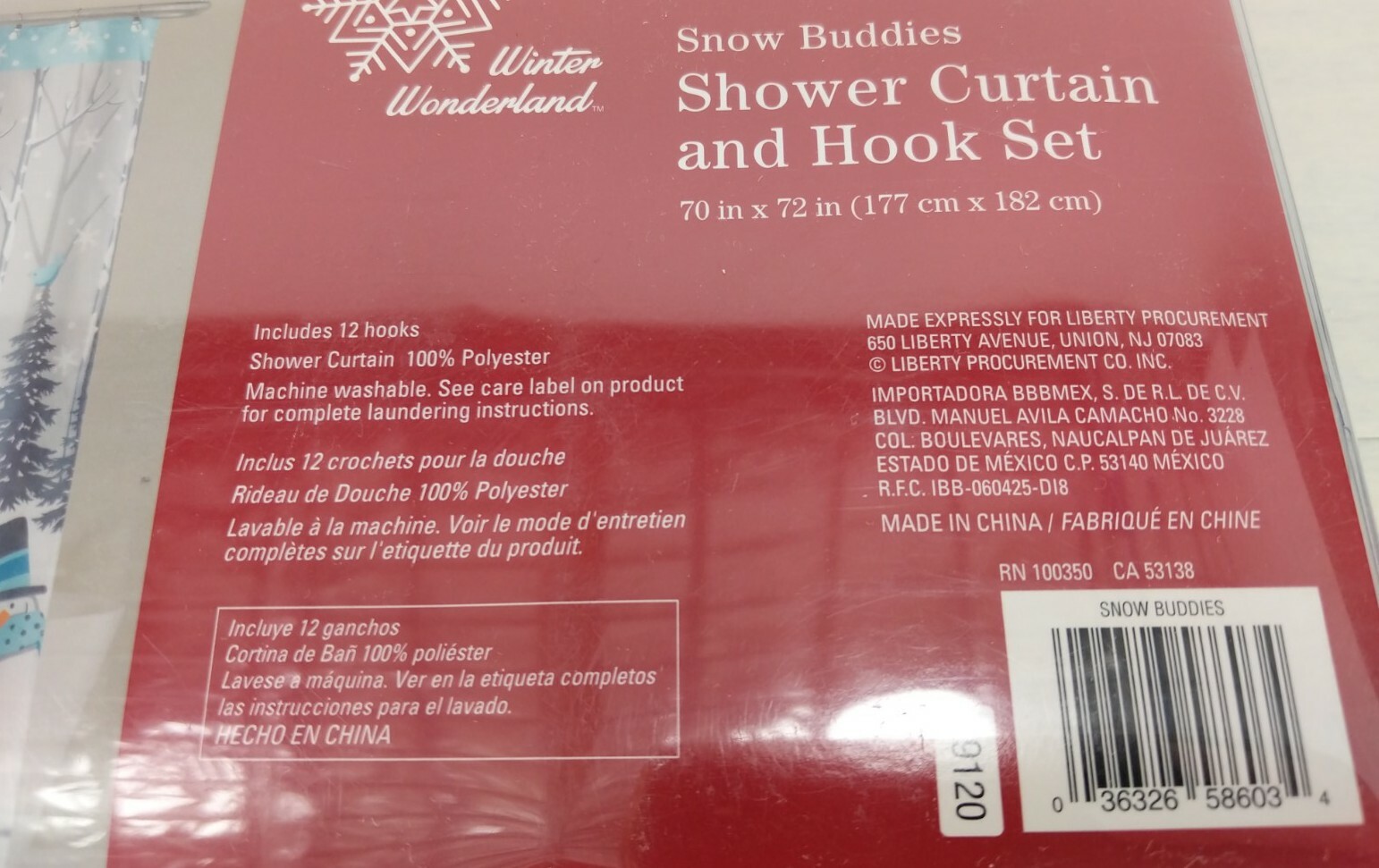 Winter Wonderland Christmas Snow Buddies Shower Curtain Hooks Snowman