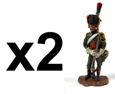 Lot de 2 Figurines Chasseurs à cheval Soldats de Plomb 1er Empire 1/32 60mm N15 - Photo 1/4