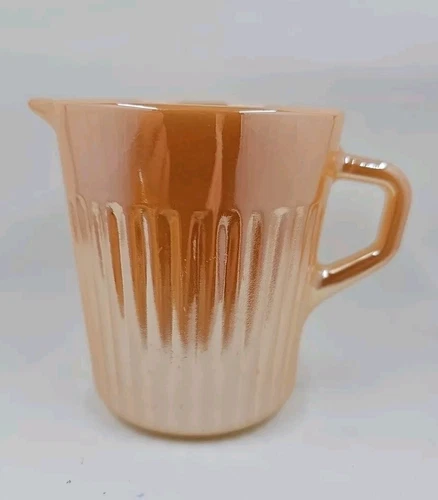 Vintage Fire King Anchor Hocking Royal Peach Luster Ribbed Creamer