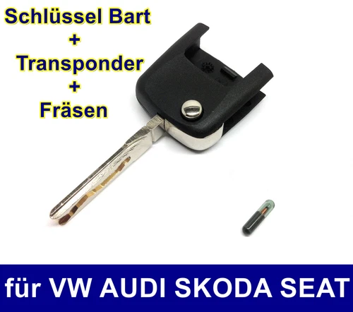 Replacement Key Beard with Transponder Replica for Audi VW Skoda Seat Haa