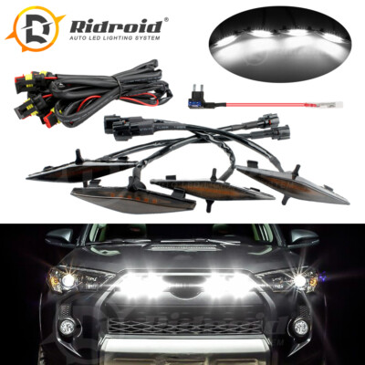 4PCS Smoked Lens White LED Front Grill Lights Lamps For 2014-2021 Toyota 4Runner