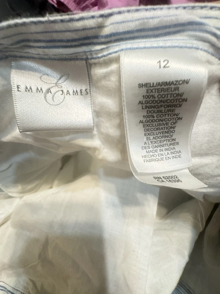 Emma James Skirt Midi Striped Blue White Flowy Lace Cottagecore Prairie Size 12 - Image 4 of 4