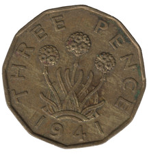 1941 George VI Threepence – British Silver 3d Coin