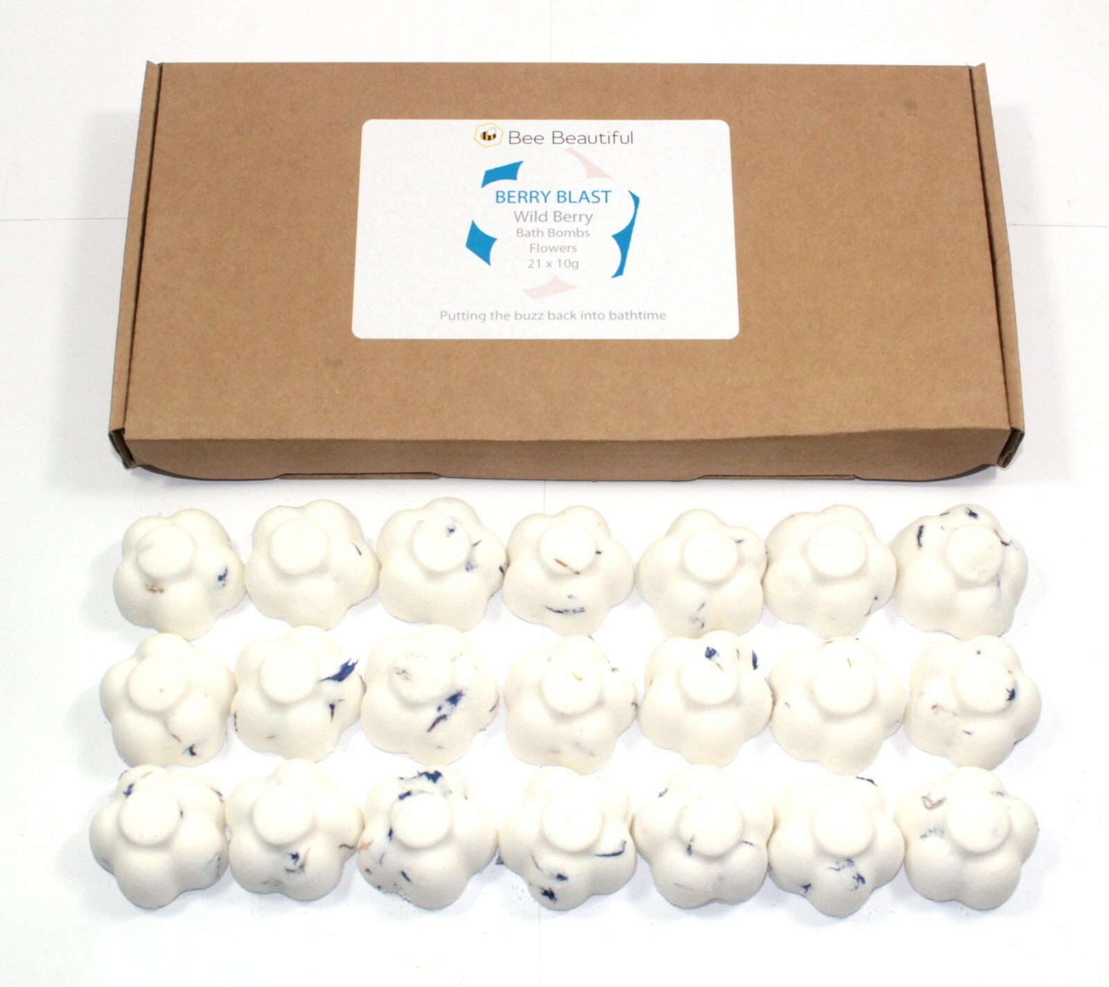 Bath Bombs Wild Berry 21 x 10g Flowers Bee Beautiful reduced plastic
