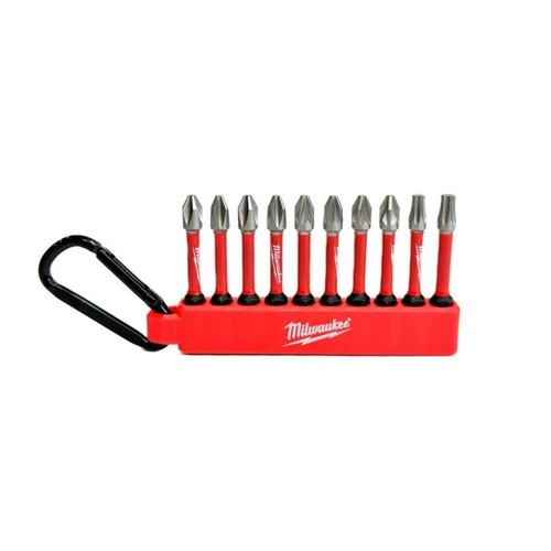Milwaukee Screwdriver Bits x10 SHOCKWAVE Carabiner Keyring Pozi Torx Phillips - Picture 2 of 12