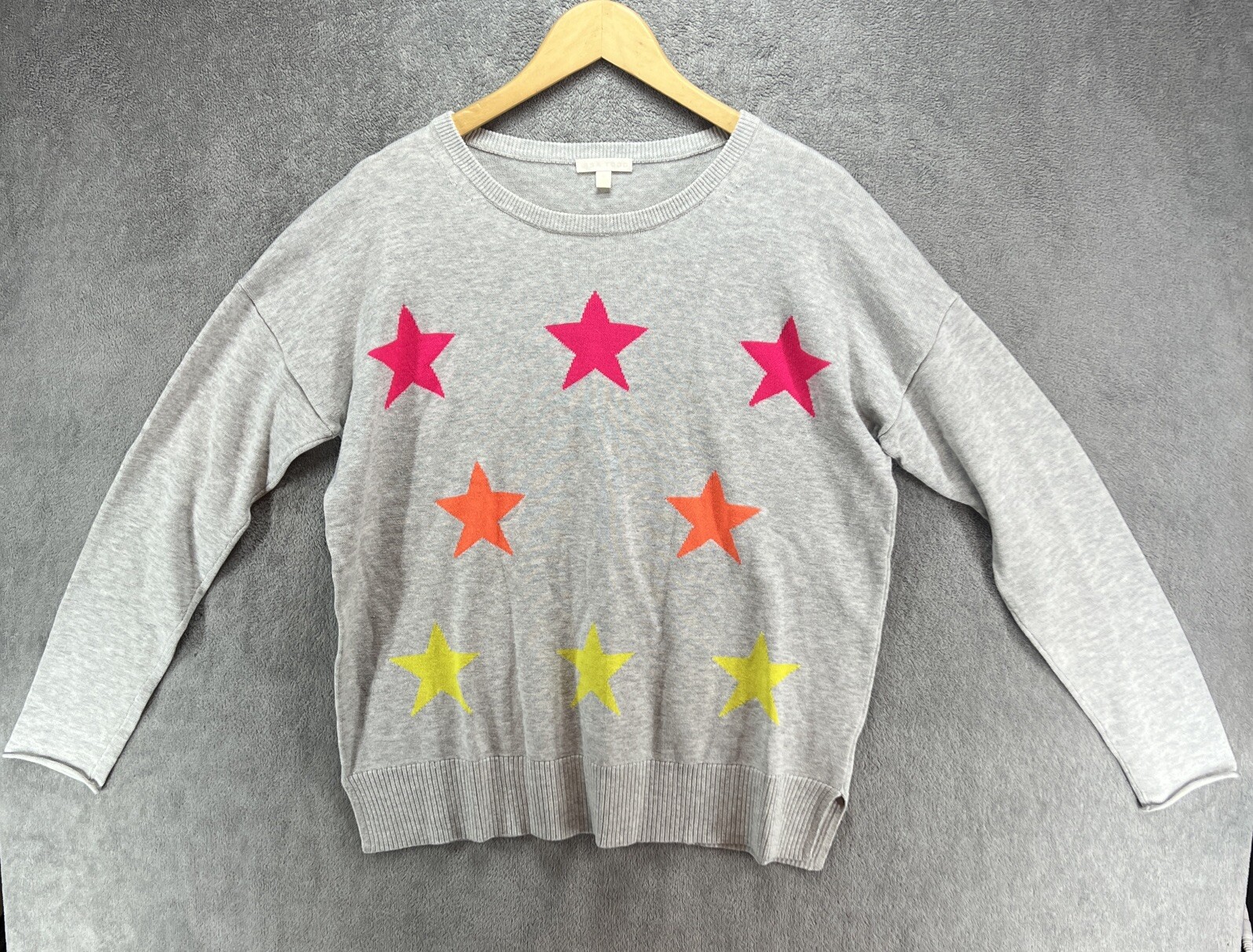 Lisa Todd Sweater Size M Gray Star Long Sleeve Womens Cotton