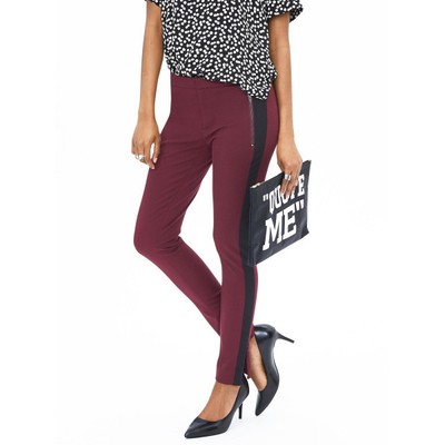 Banana Republic Burgundy/Black Sloan-fit Tux-stripe Skinny Ankle Zip Pant, 2P