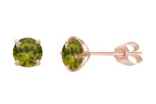 Simulated Round Peridot Baby/Children's Stud Earrings 14k Solid Gold
