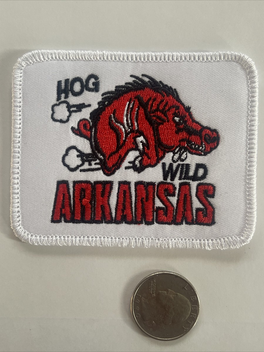 VTG ARKANSAS RAZORBACKS EMBROIDERED NCAA IRON ON HAT PATCH Emblem Applique Badge