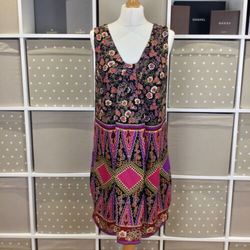 Anna Sui Dress Medium 100% Silk Sleeveless Multicoloured Floral Paisley Print