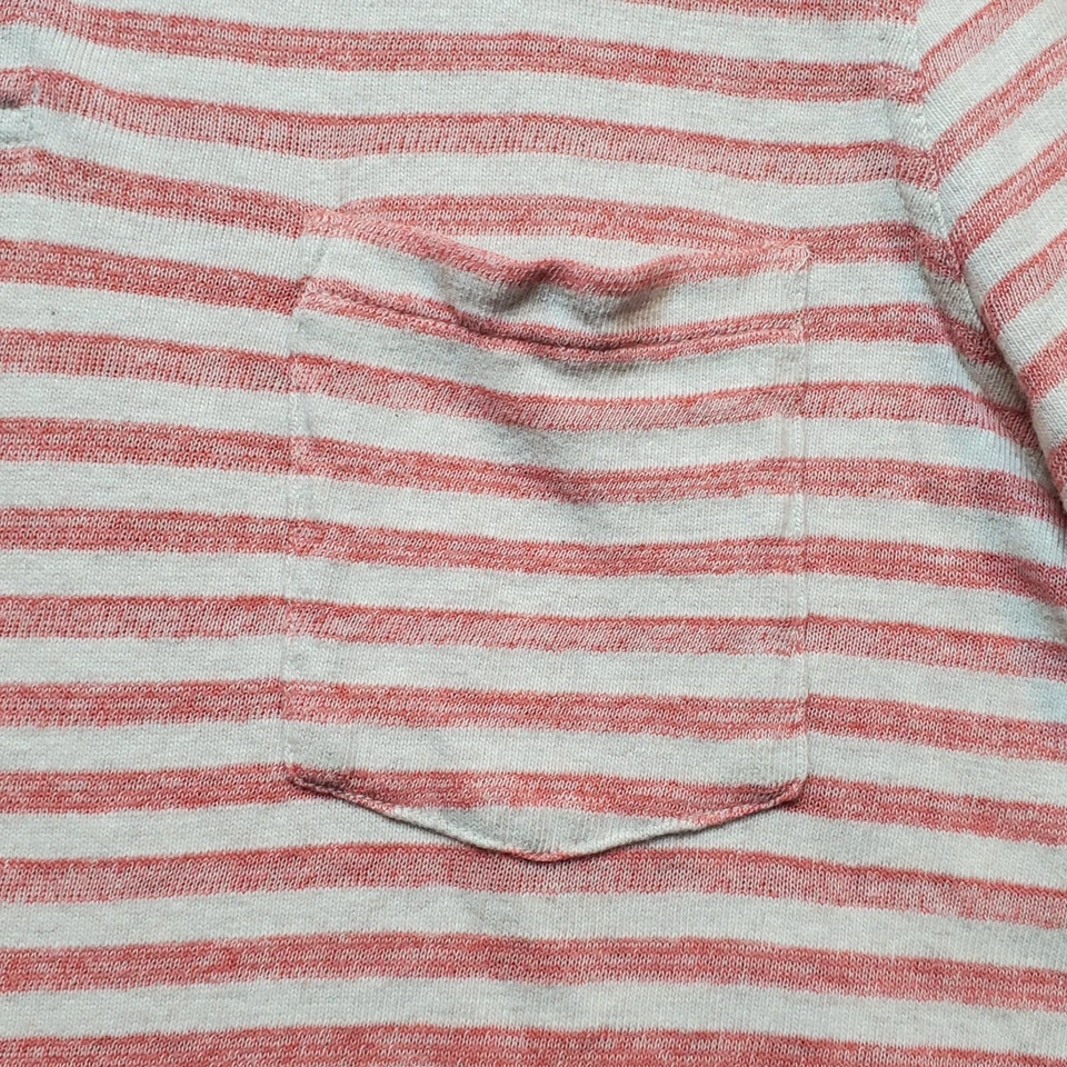 Merona Mens Short Sleeve Sweater Shirt Small Orange Beige Stripe Cotton - Image 3 of 4