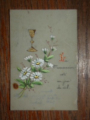 Image Pieuse Ancienne Sur Gélatine - Souvenir 1ère Visite à Jésus 1909 - Peinte
