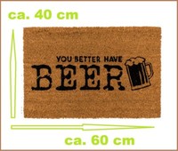 Beer-Bier-FußMatte-Schmutzfangmatte-FußAbtreter Kokosmatte 60X40 Cm
