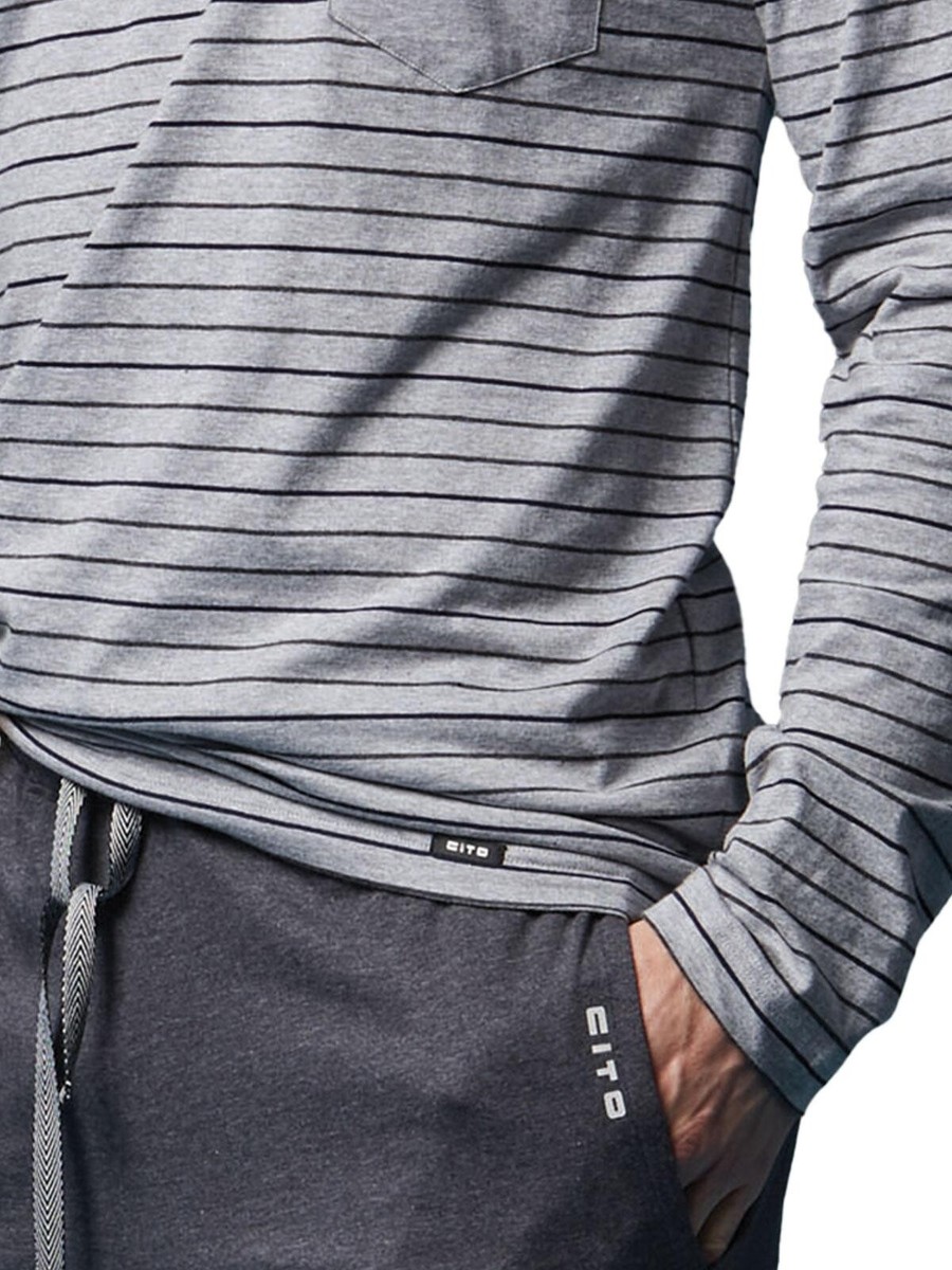 Cito Herren Pyjama-Oberteil, Langarm, 100 % Baumwolle, Gr. XXL – Bequem & Atmungsaktiv