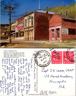 Comstock Assay Office and Street Scene Virginia City Nevada Postcard