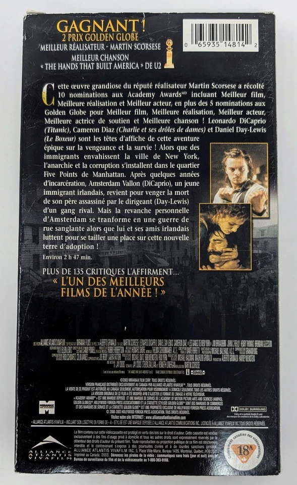Les Gangs de New York VHS (2002) - NTSC - French - VG (Tested) - Image 2 of 4