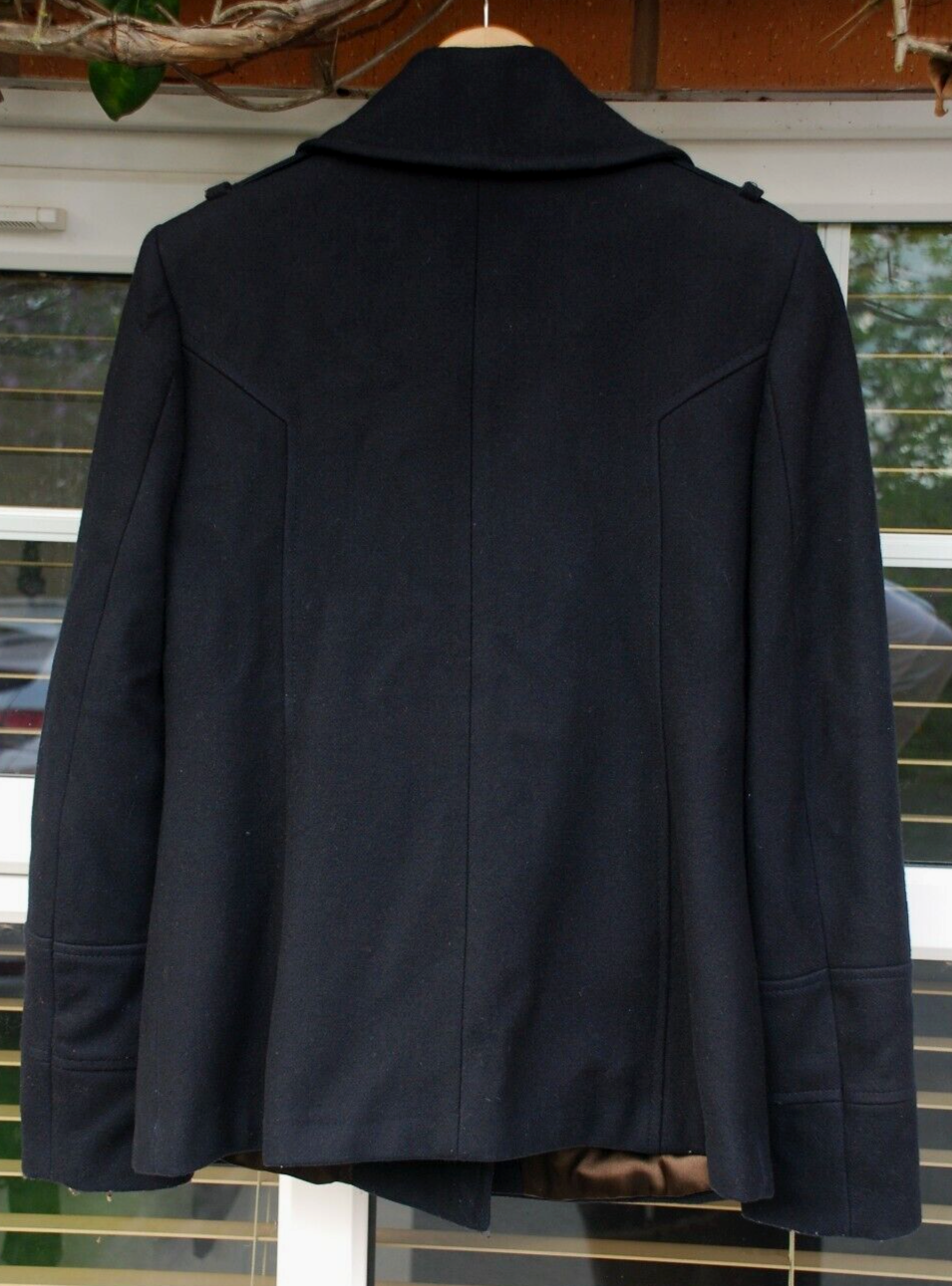 RIVER ISLAND PEA COAT REEFER JACKET WOMENS WOOL MIX NAVY BLUE UK 8 VGC