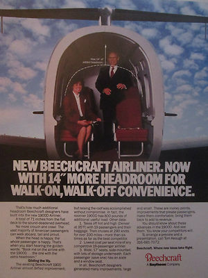 9/1989 PUB BEECHCRAFT RAYTHEON FLUGZEUG BEECHCRAFT 1900D AIRLINER ORIGINAL ANZEIGE