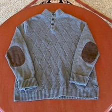 Chaps Cable Knit Chunky Grey Sweater
