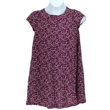 Girls Maggie  Zoe Floral Print Burgundy Dress Size 6X Short Sleeves Lightweight