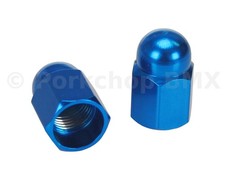 Aluminum Alloy Bicycle Acorn Schrader Valve Caps Pair Dark Blue
